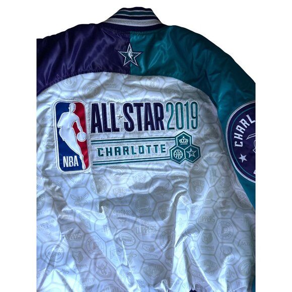 Starter NBA Charlotte 2019 All-Star Game Jacket 2XL White Teal Purple - Picture 7 of 11